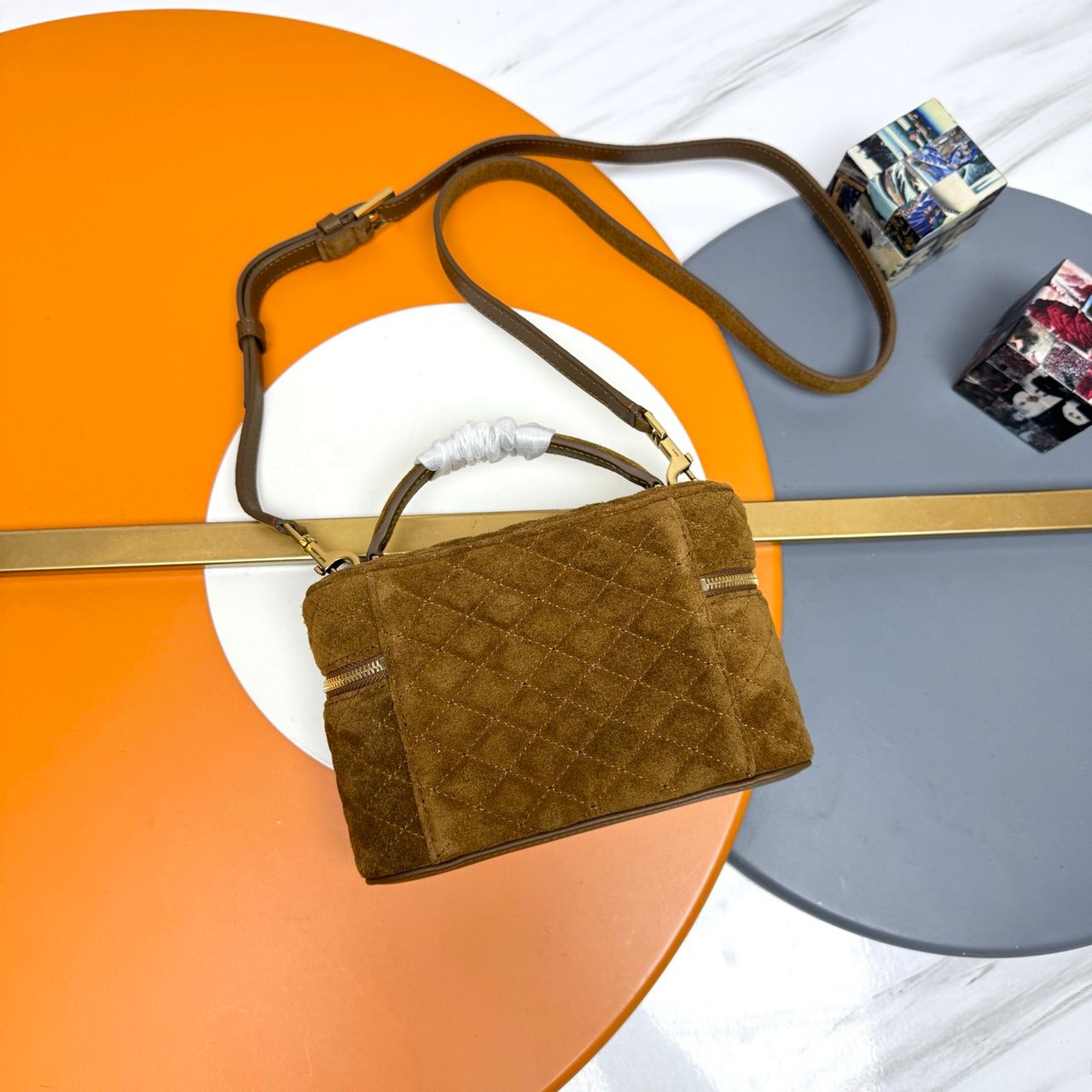 Saint Laurent Vanity Bag (Quilted Suede) .