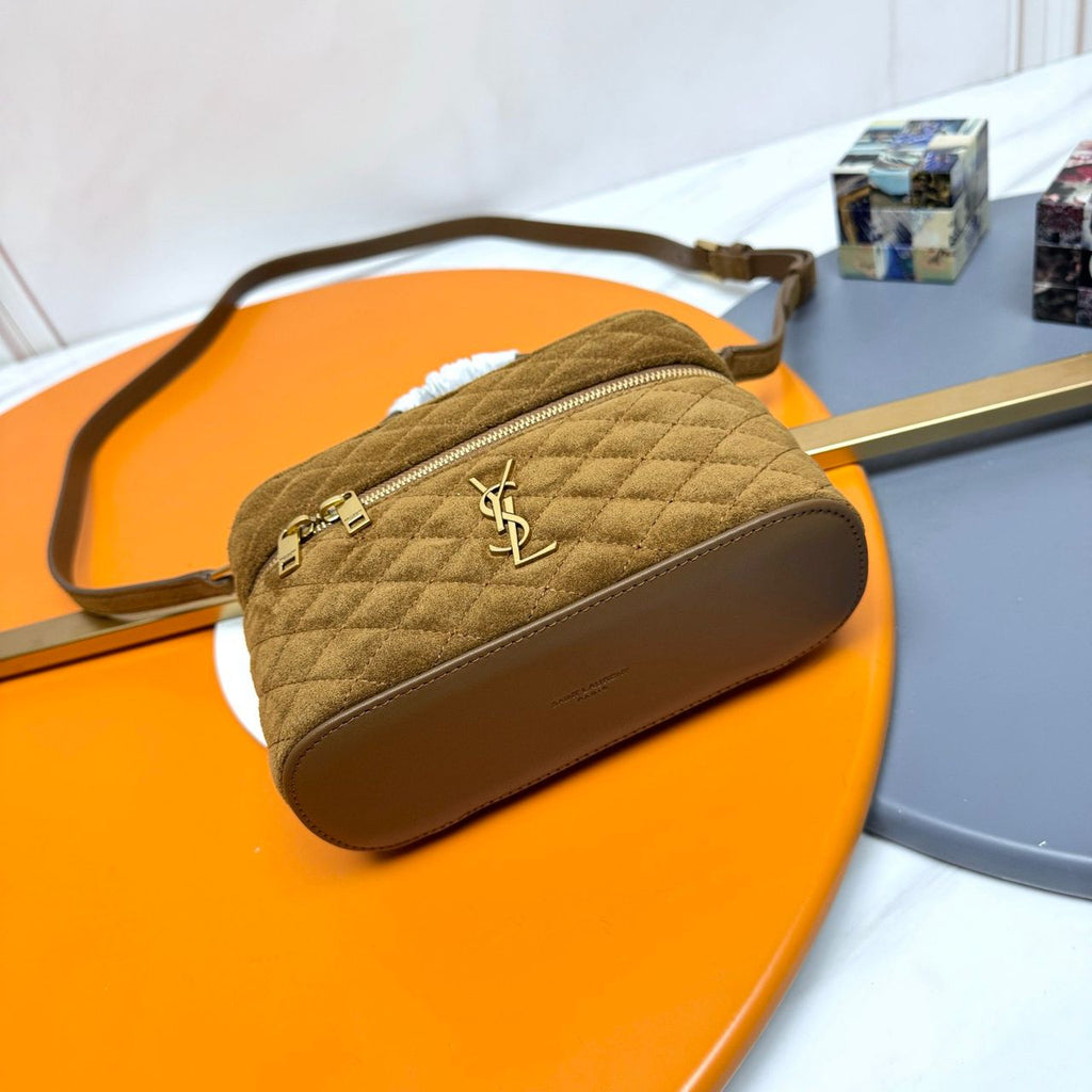 Saint Laurent Vanity Bag (Quilted Suede) .