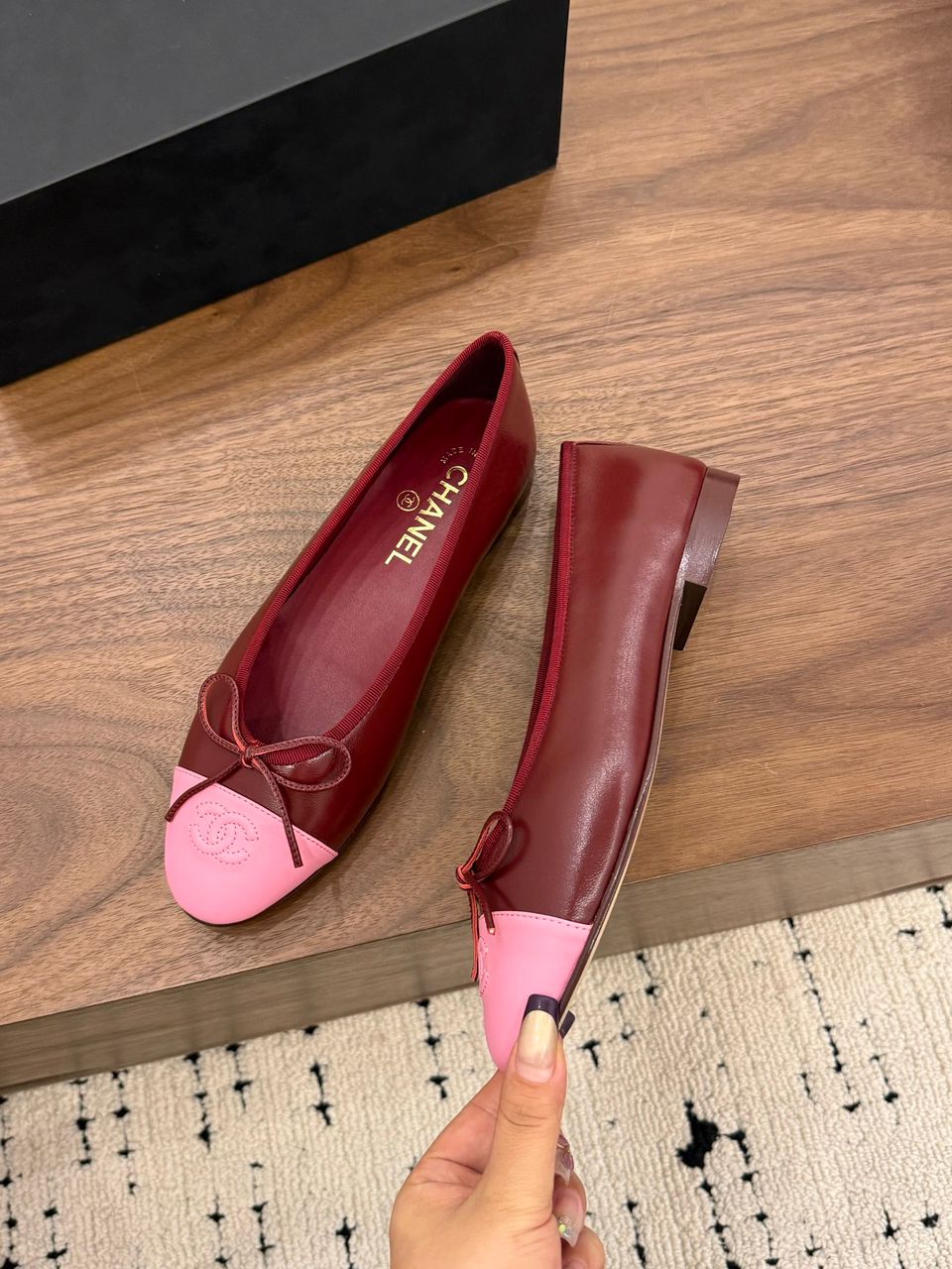 Chanel Cap Toe Ballet Flat Red/Pink .
