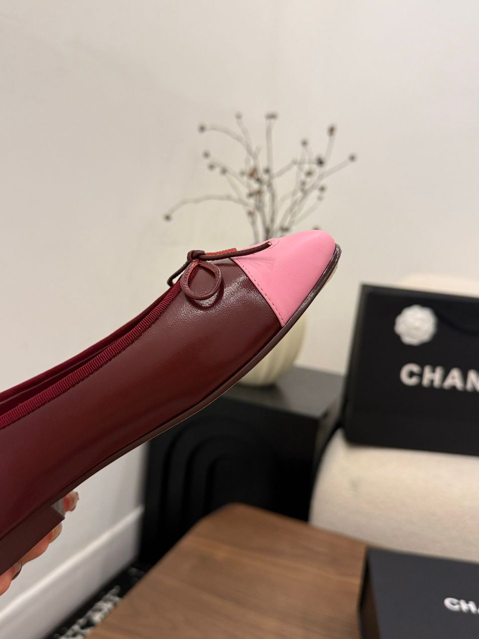 Chanel Cap Toe Ballet Flat Red/Pink .