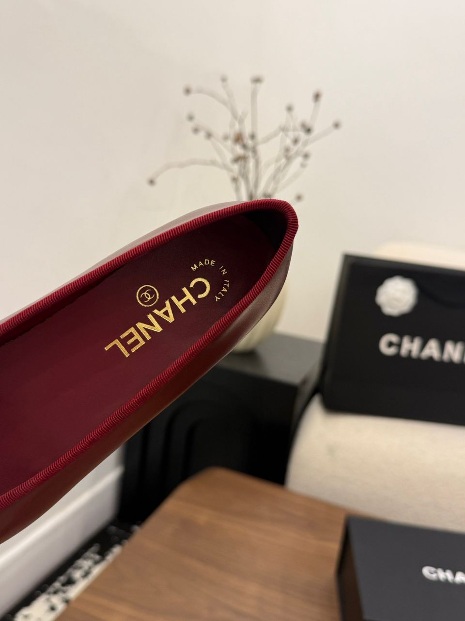 Chanel Cap Toe Ballet Flat Red/Pink .