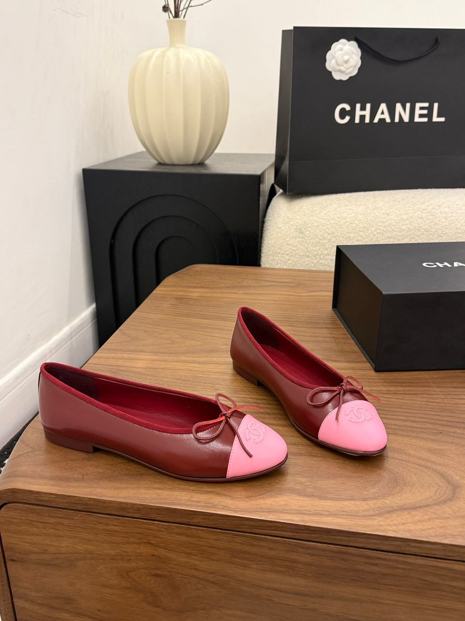 Chanel Cap Toe Ballet Flat Red/Pink .