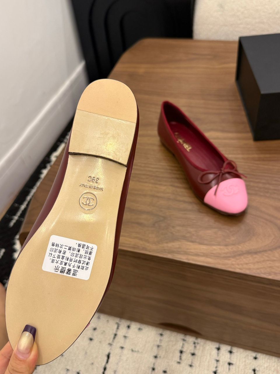 Chanel Cap Toe Ballet Flat Red/Pink .