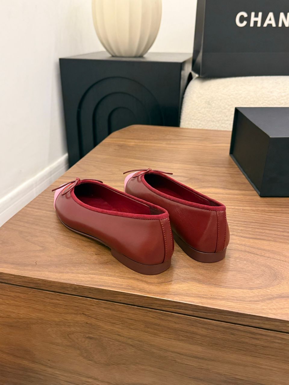 Chanel Cap Toe Ballet Flat Red/Pink .