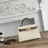 Hermès Kelly Wallet Bicolor Off White  Brown Gold Hardware .