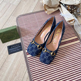 Gucci Horsebit Pump GG Canvas Azul .