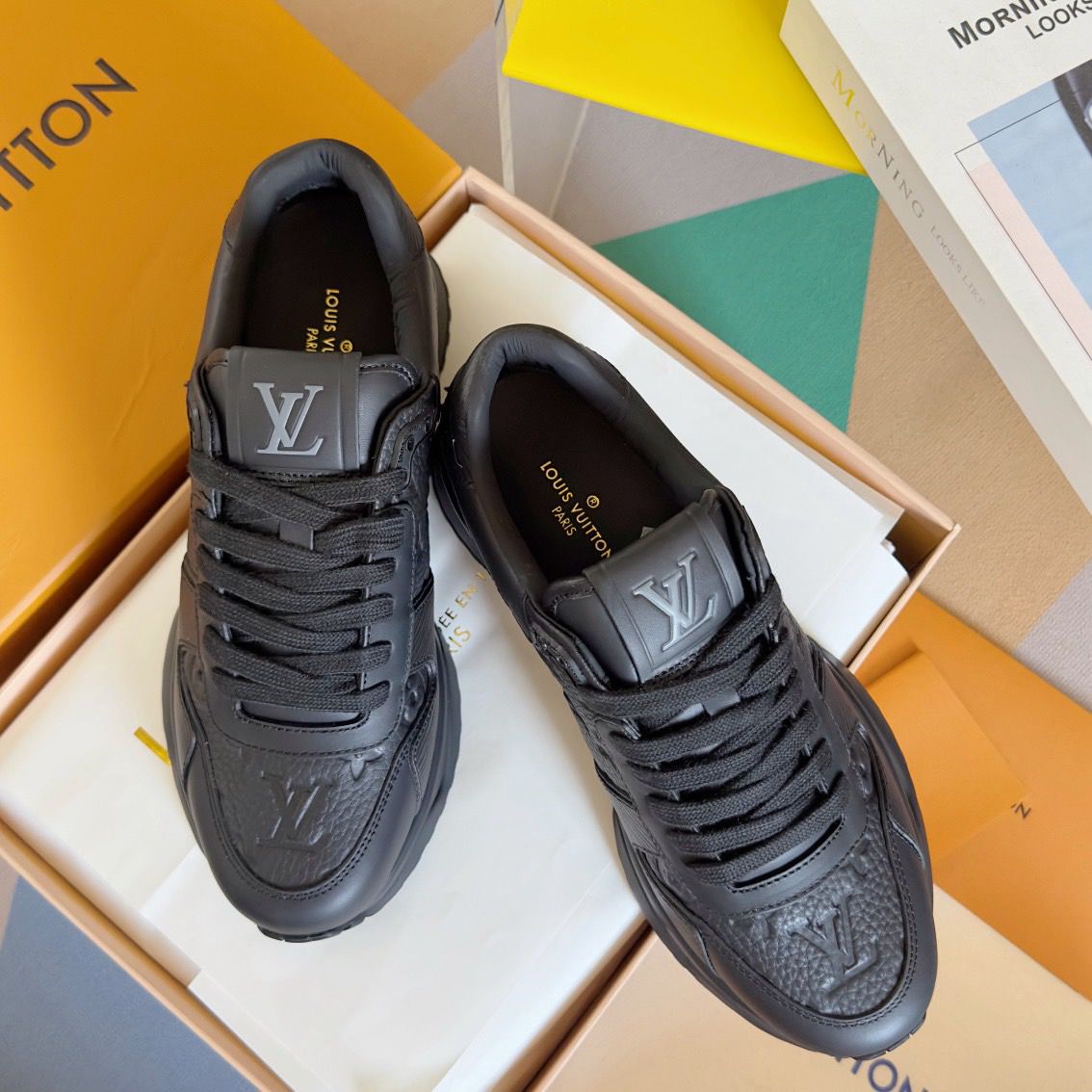 Louis Vuitton Monogram Leather Sneakers Black .