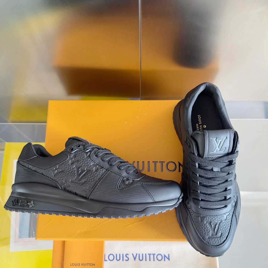 Louis Vuitton Monogram Leather Sneakers Black .
