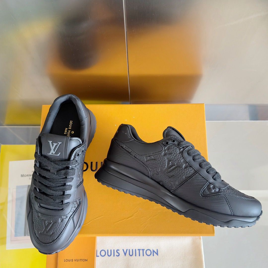 Louis Vuitton Monogram Leather Sneakers Black .
