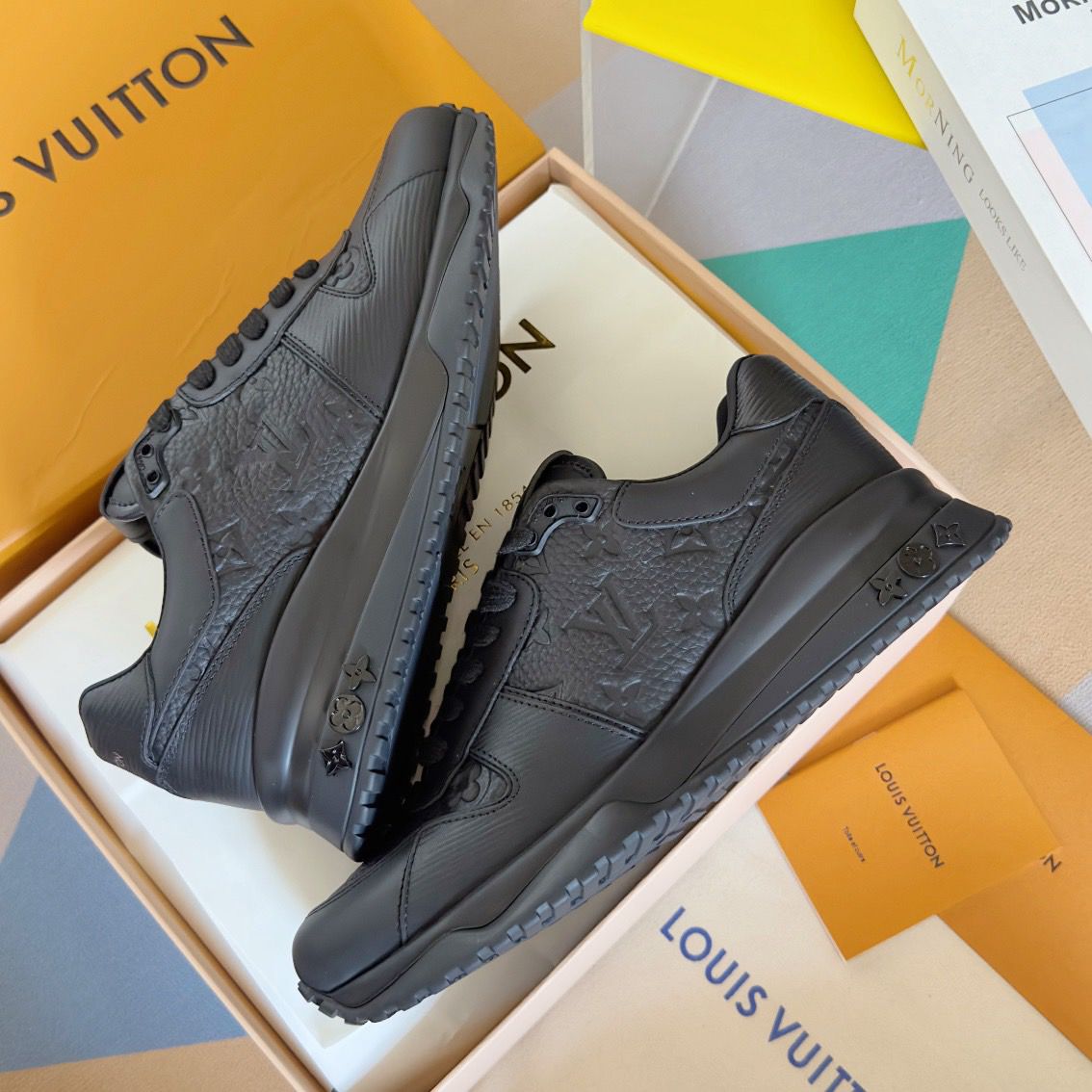 Louis Vuitton Monogram Leather Sneakers Black .