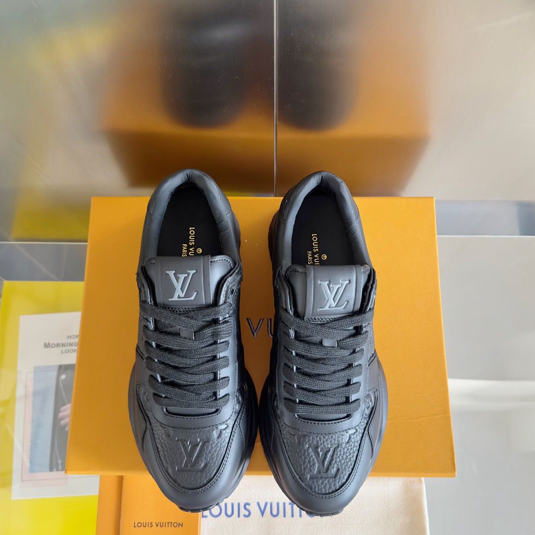 Louis Vuitton Monogram Leather Sneakers Black .
