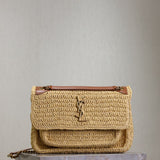 Bolsa Saint Laurent Niki Raffia Chain Medium Natural .