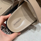 Hermès Chypre Sandal Couro Etoupe .