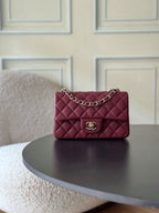 Chanel Matelassé Leather Shoulder Bag Burgundy .