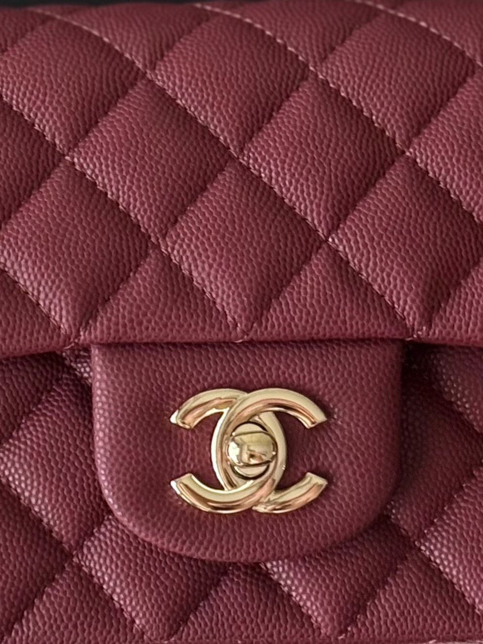Chanel Matelassé Leather Shoulder Bag Burgundy .