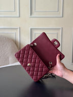 Chanel Matelassé Leather Shoulder Bag Burgundy .