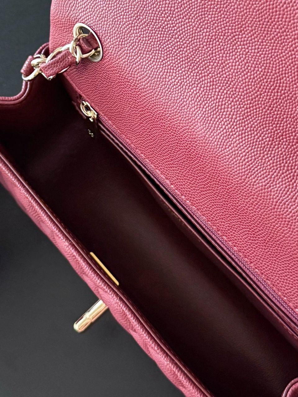 Chanel Matelassé Leather Shoulder Bag Burgundy .