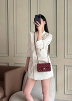 Chanel Matelassé Leather Shoulder Bag Burgundy .