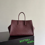 Bolsa Bottega Veneta Barbara Tote em Couro Bordô Estruturado .