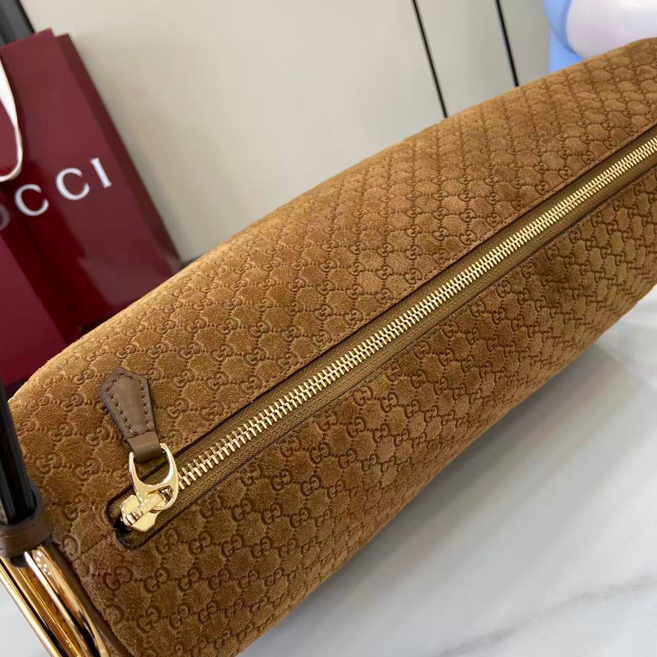 Gucci GG Shoulder Bag Canvas Brown .