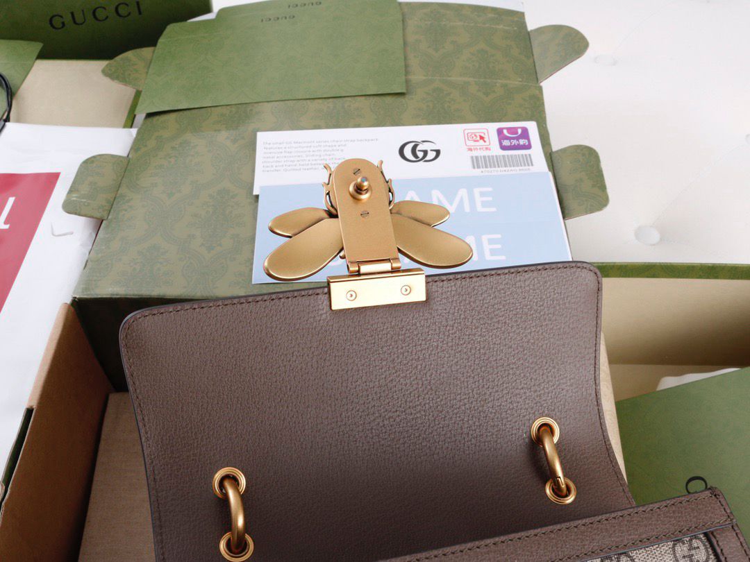 Gucci Queen Margaret Top Handle Bag GG Supreme Bee .