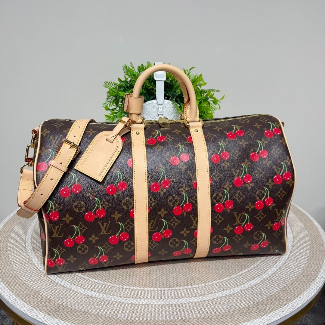 Louis Vuitton Keepall Bandoulière 45 Monogram Cherry .
