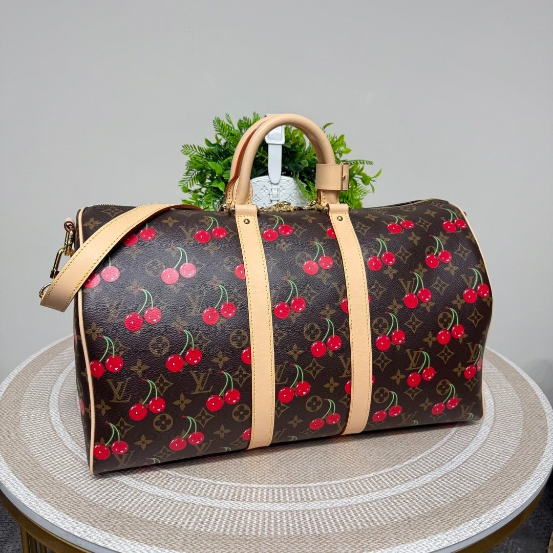 Louis Vuitton Keepall Bandoulière 45 Monogram Cherry .