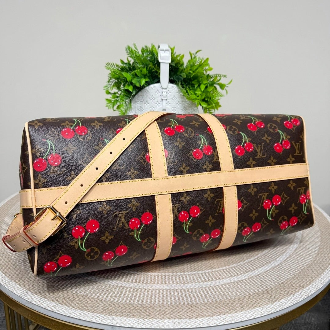 Louis Vuitton Keepall Bandoulière 45 Monogram Cherry .