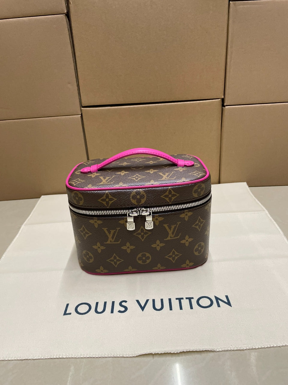 Louis Vuitton Nice Nano Monogram Canvas Pink Trim .