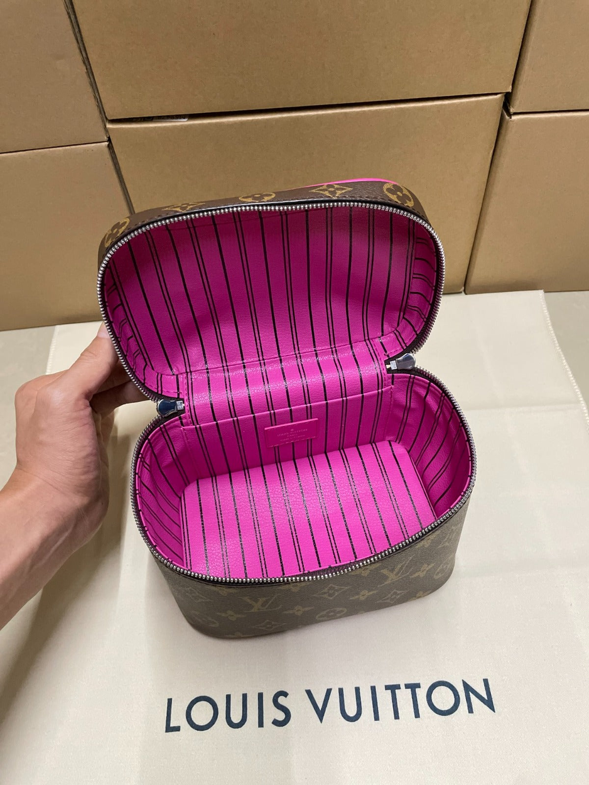Louis Vuitton Nice Nano Monogram Canvas Pink Trim .