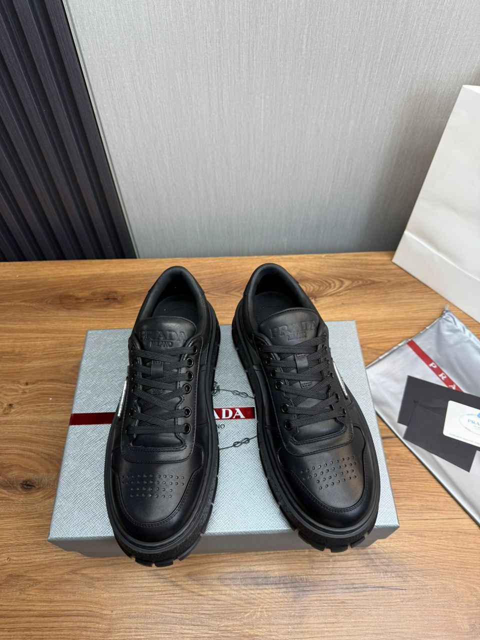 Prada Leather Sneaker Black