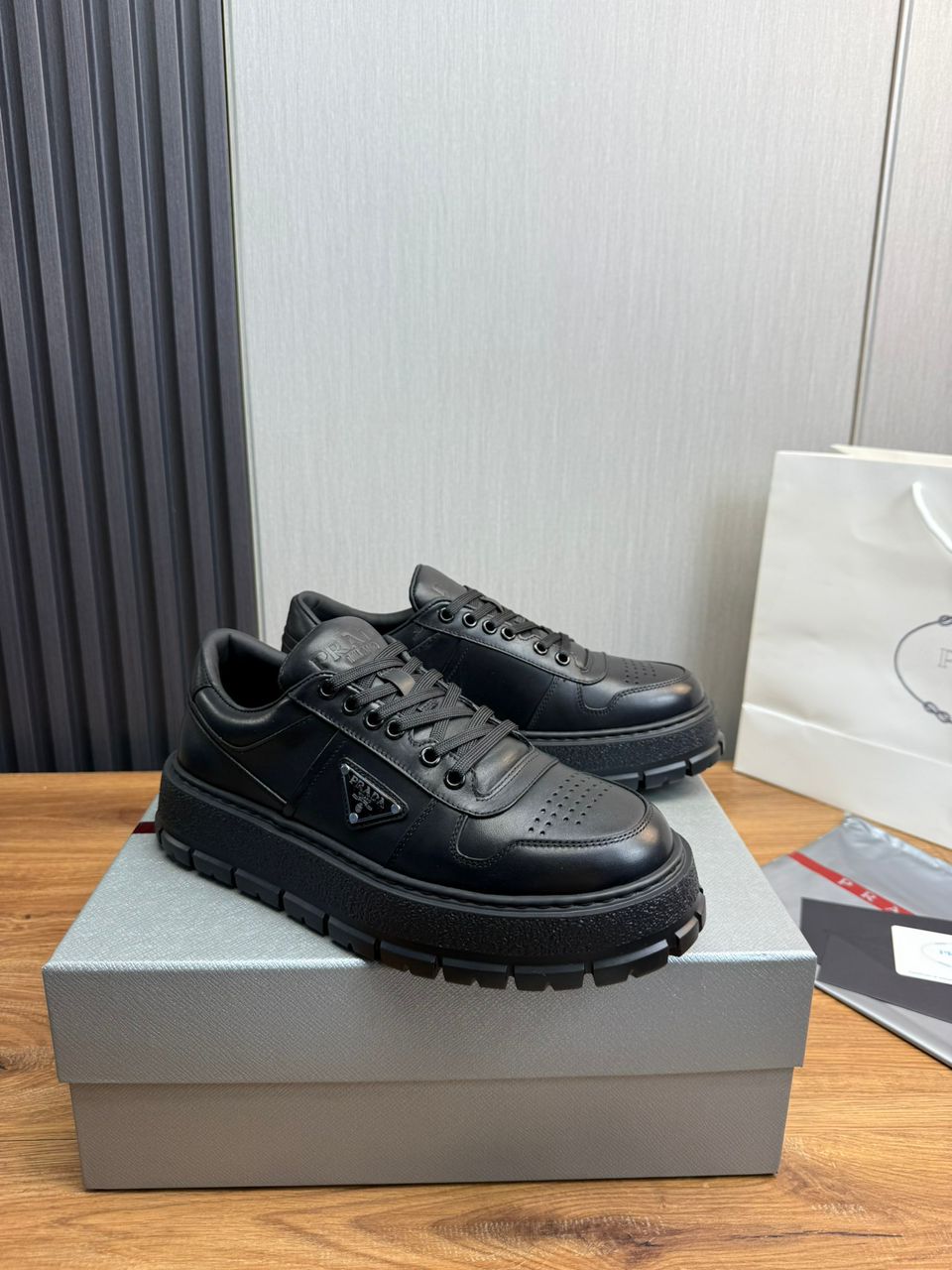 Prada Leather Sneaker Black