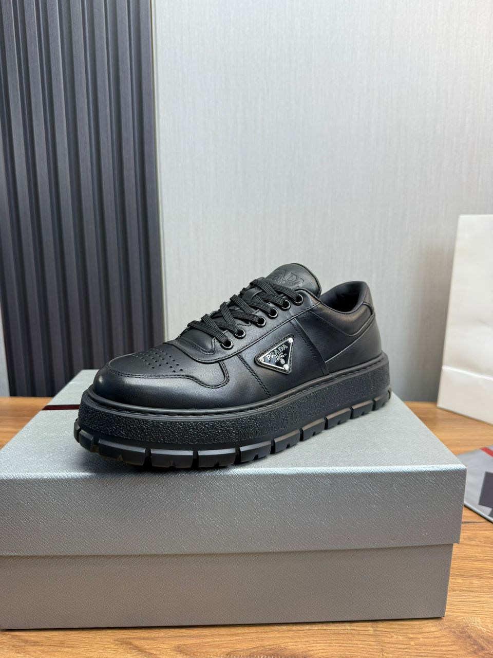 Prada Leather Sneaker Black