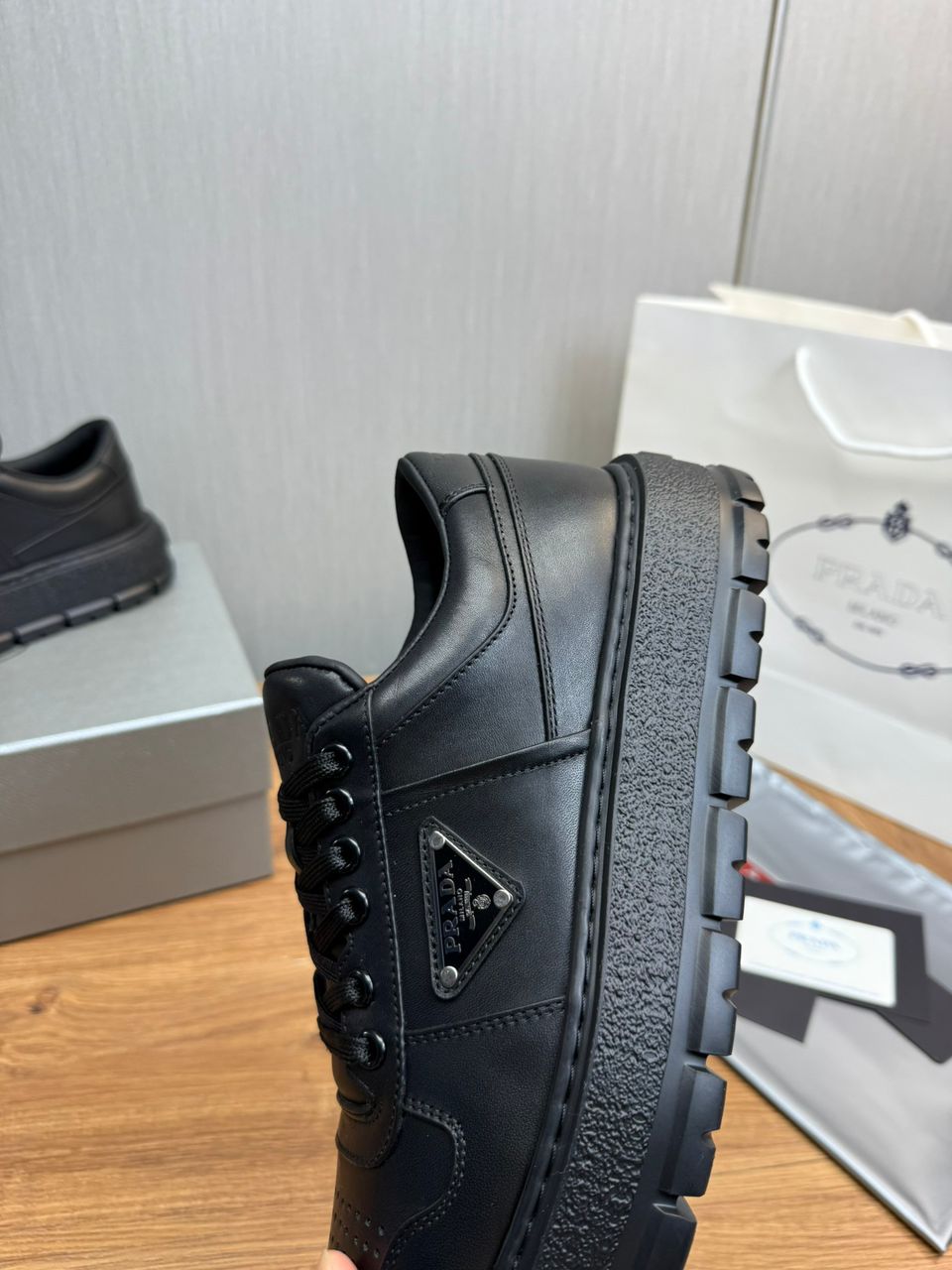 Prada Leather Sneaker Black