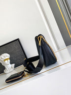 Bolsa Prada Chain Shoulder Bag Couro Preto .