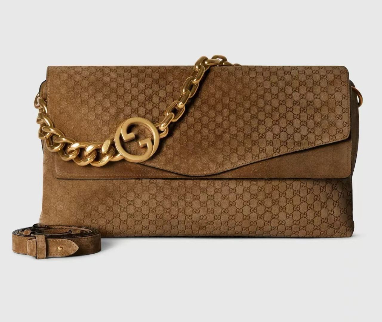 Gucci Blondie GG Monogram Shoulder Bag  Marrom .