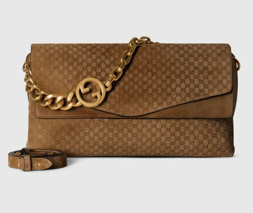 Gucci Blondie GG Monogram Shoulder Bag  Marrom .