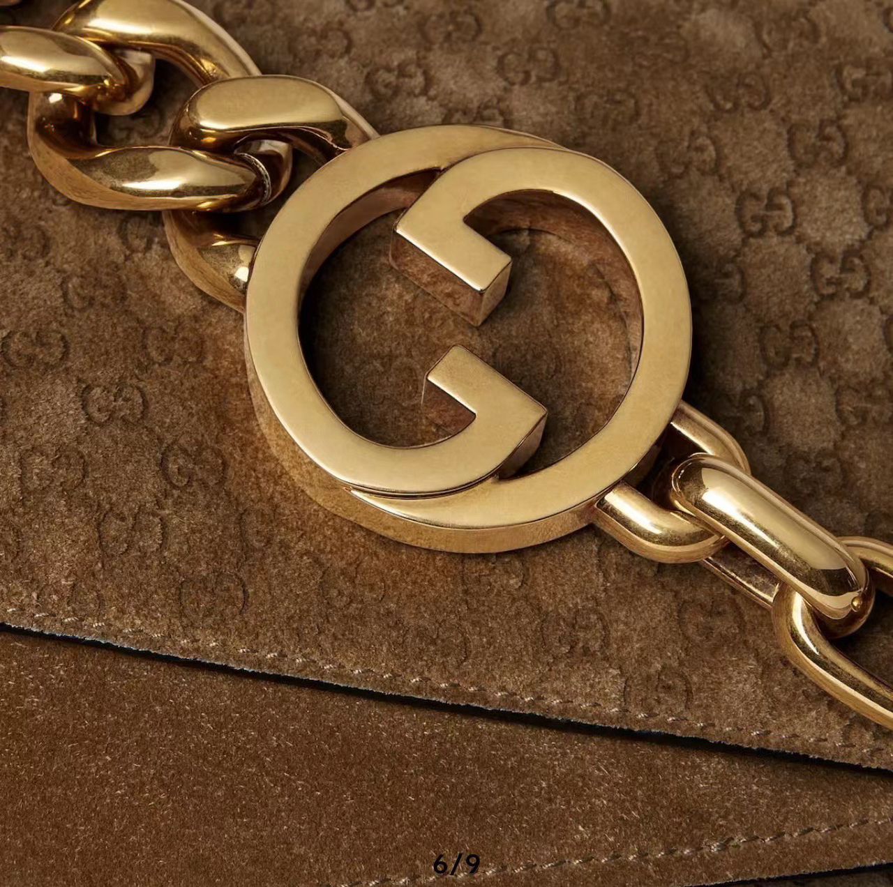 Gucci Blondie GG Monogram Shoulder Bag  Marrom .