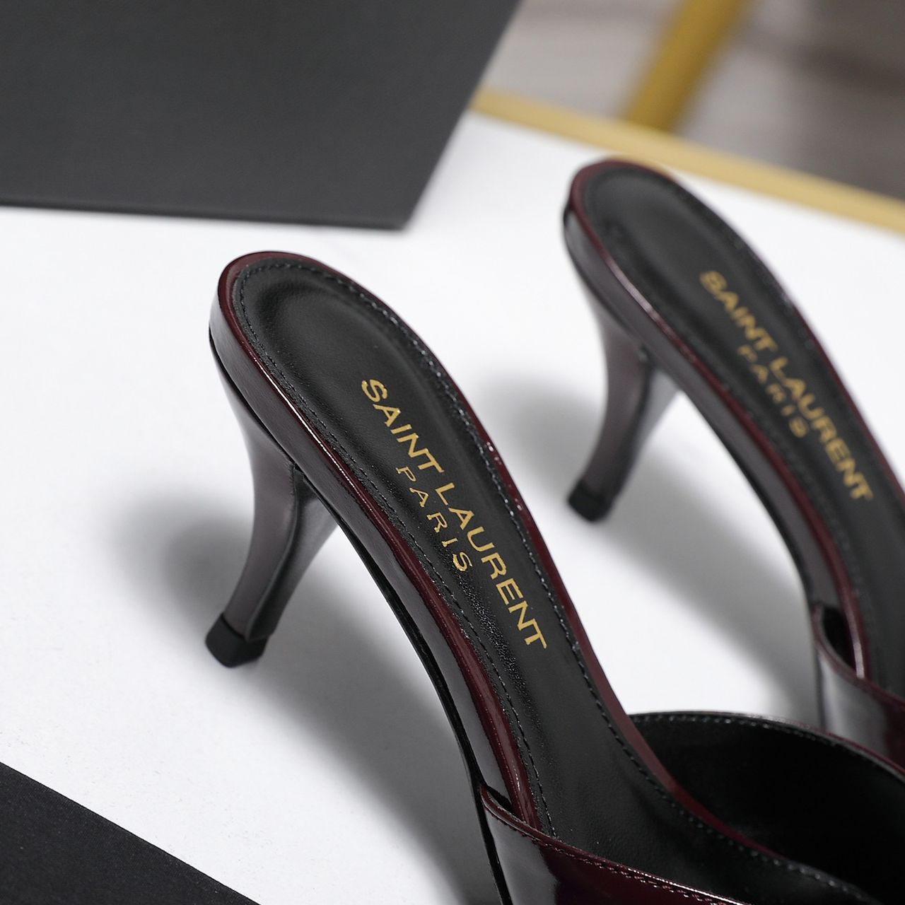 Saint Laurent Babylone Mules Bordeaux wine Salto 6cm .