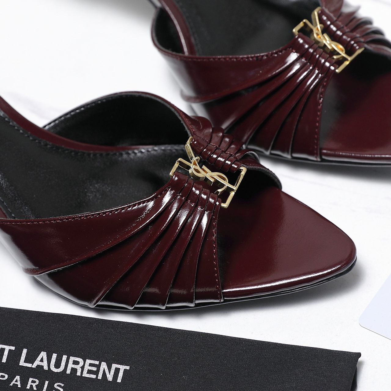 Saint Laurent Babylone Mules Bordeaux wine Salto 6cm .