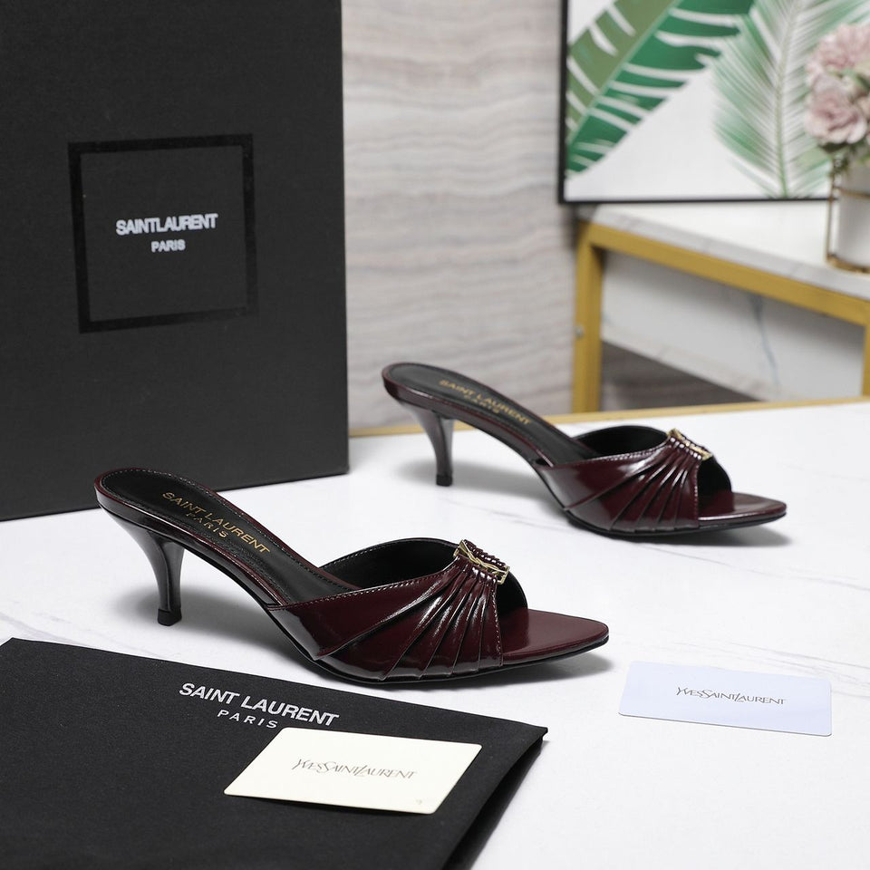 Saint Laurent Babylone Mules Bordeaux wine Salto 6cm .