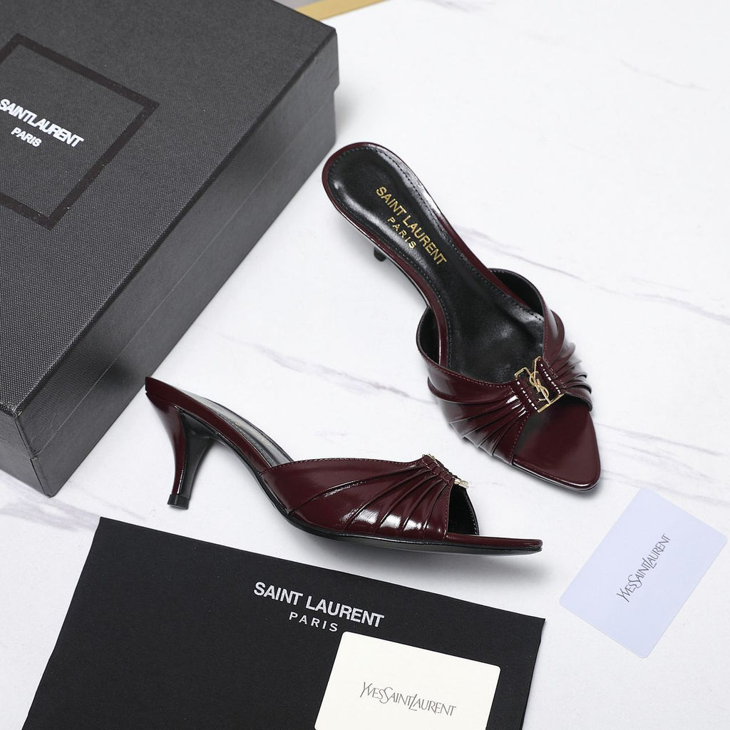 Saint Laurent Babylone Mules Bordeaux wine Salto 6cm .