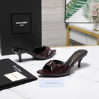 Saint Laurent Babylone Mules Bordeaux wine Salto 6cm .