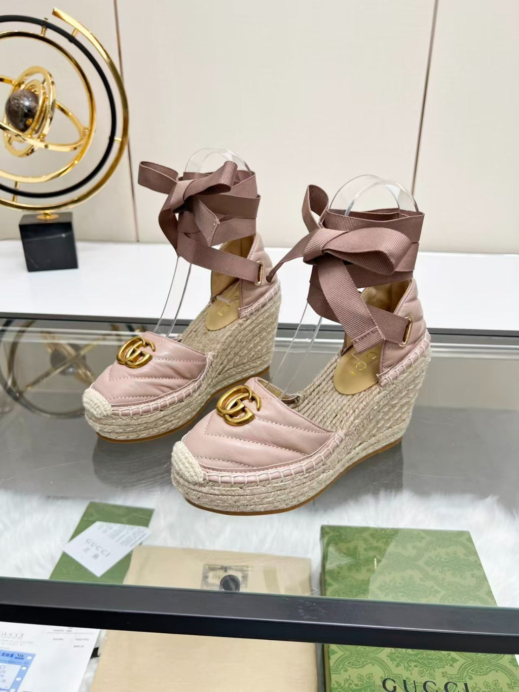 Gucci Marmont Espadrille Anabela Rosa