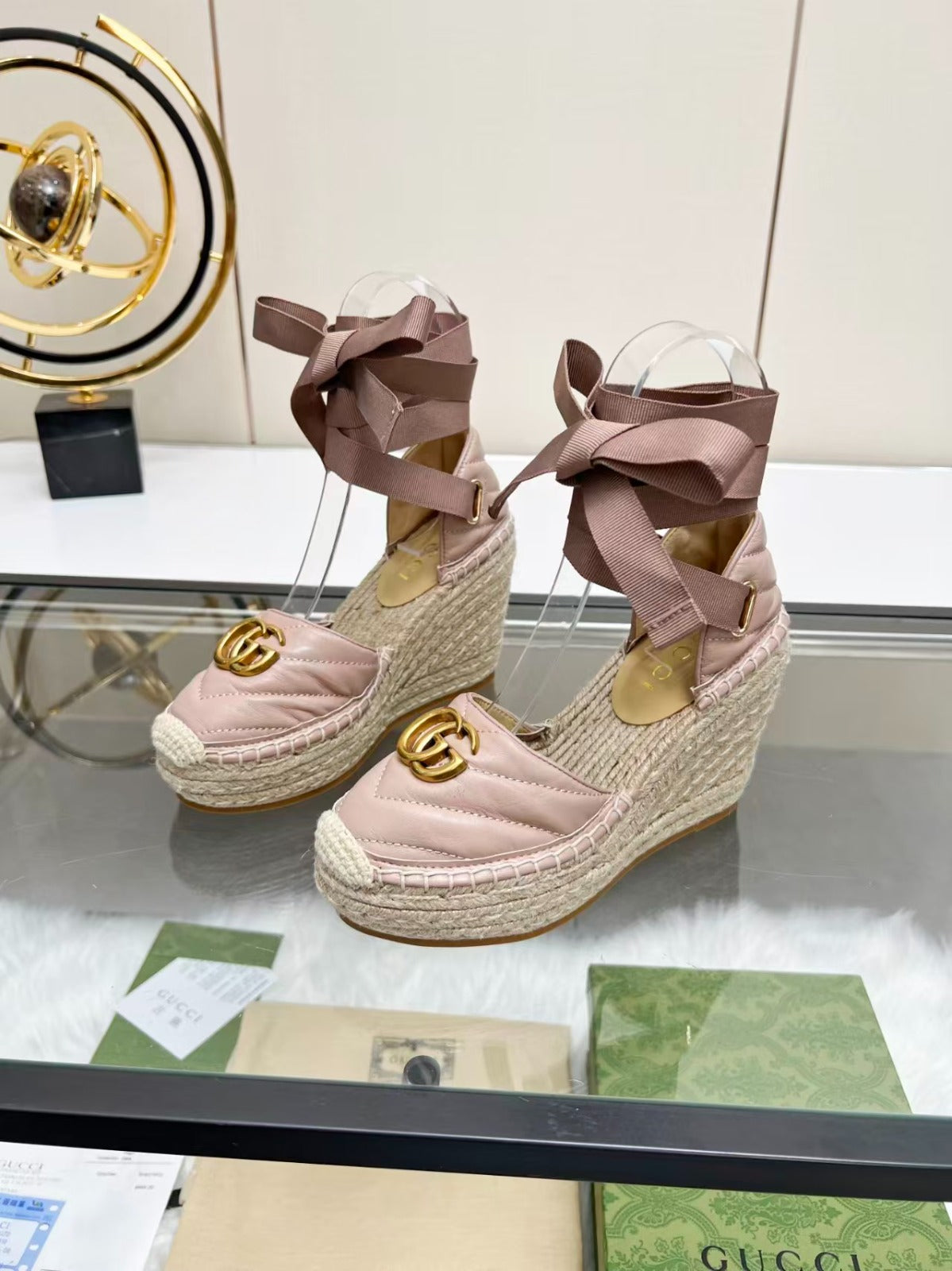 Gucci Marmont Espadrille Anabela Rosa
