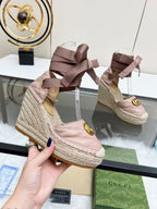 Gucci Marmont Espadrille Anabela Rosa