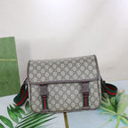 Gucci GG Supreme Web Messenger Bag Canvas Bege .