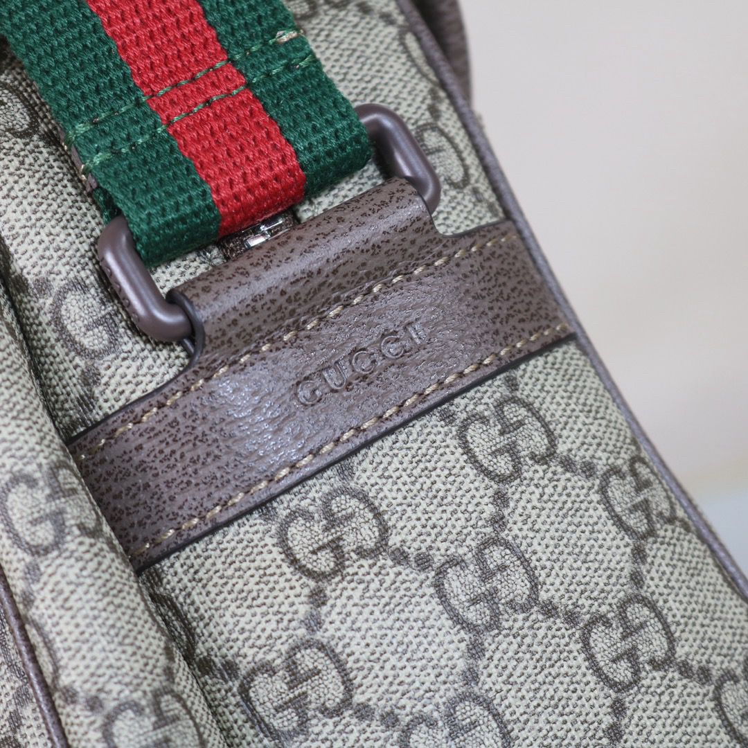 Gucci GG Supreme Web Messenger Bag Canvas Bege .
