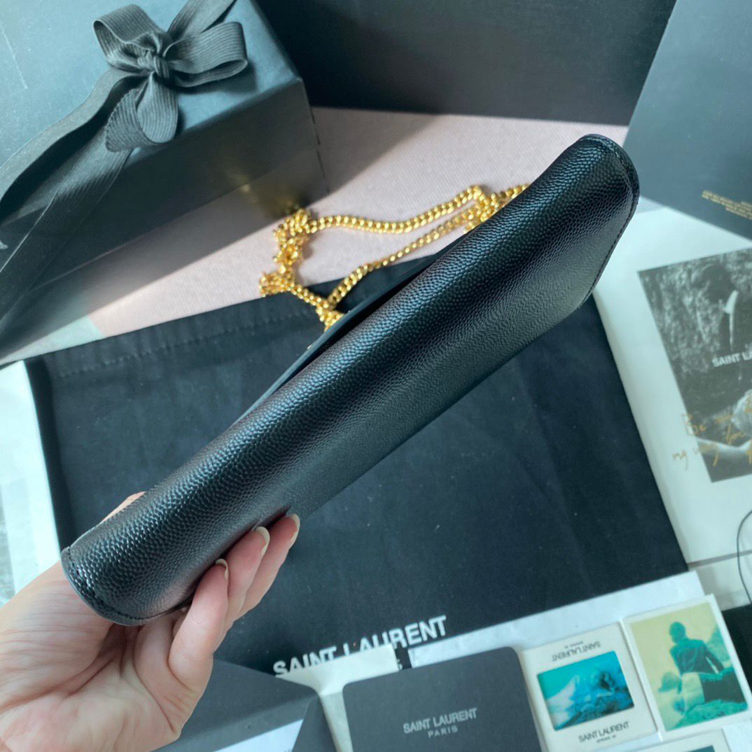 Saint Laurent Kate Wallet On Chain Black Gold .