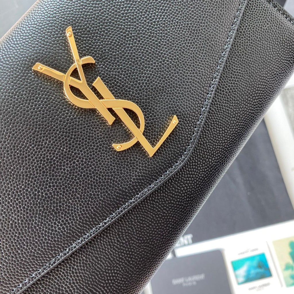 Saint Laurent Kate Wallet On Chain Black Gold .